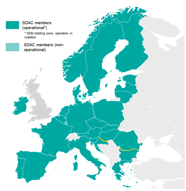 Map showcasing SDAC members, operational and non-operational