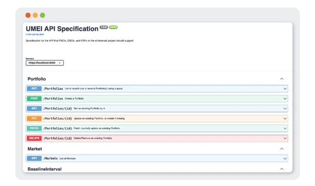 Image showcasing the different API specifications